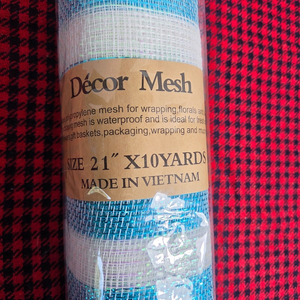 Decor Mesh 21"x 10 Yards For Floral/ Decoration/Crafts Blue & White NWT
